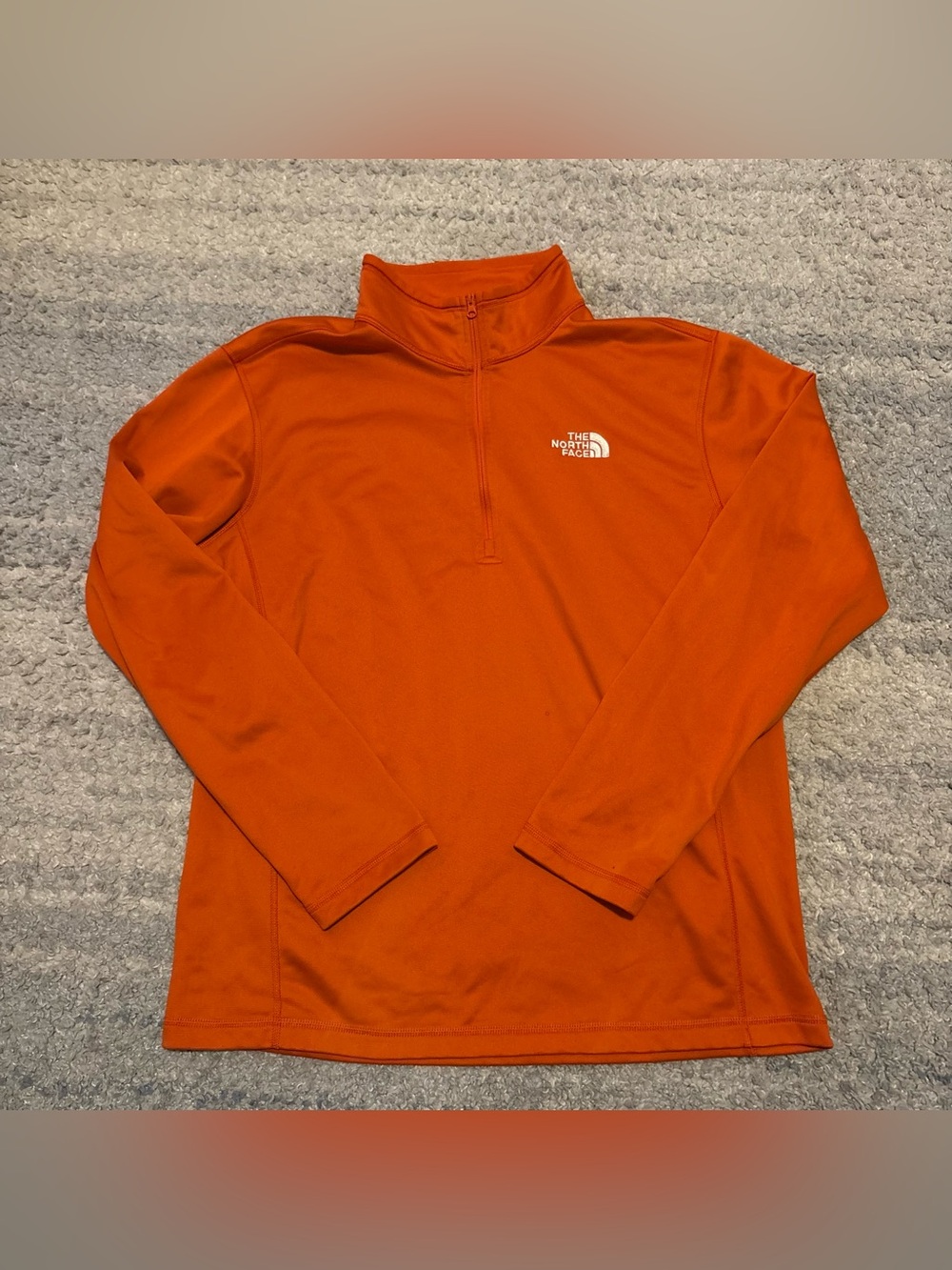 The North Face Mens Large Quarter Zip Long Sleeve Fleece Pullover Burnt Orange L